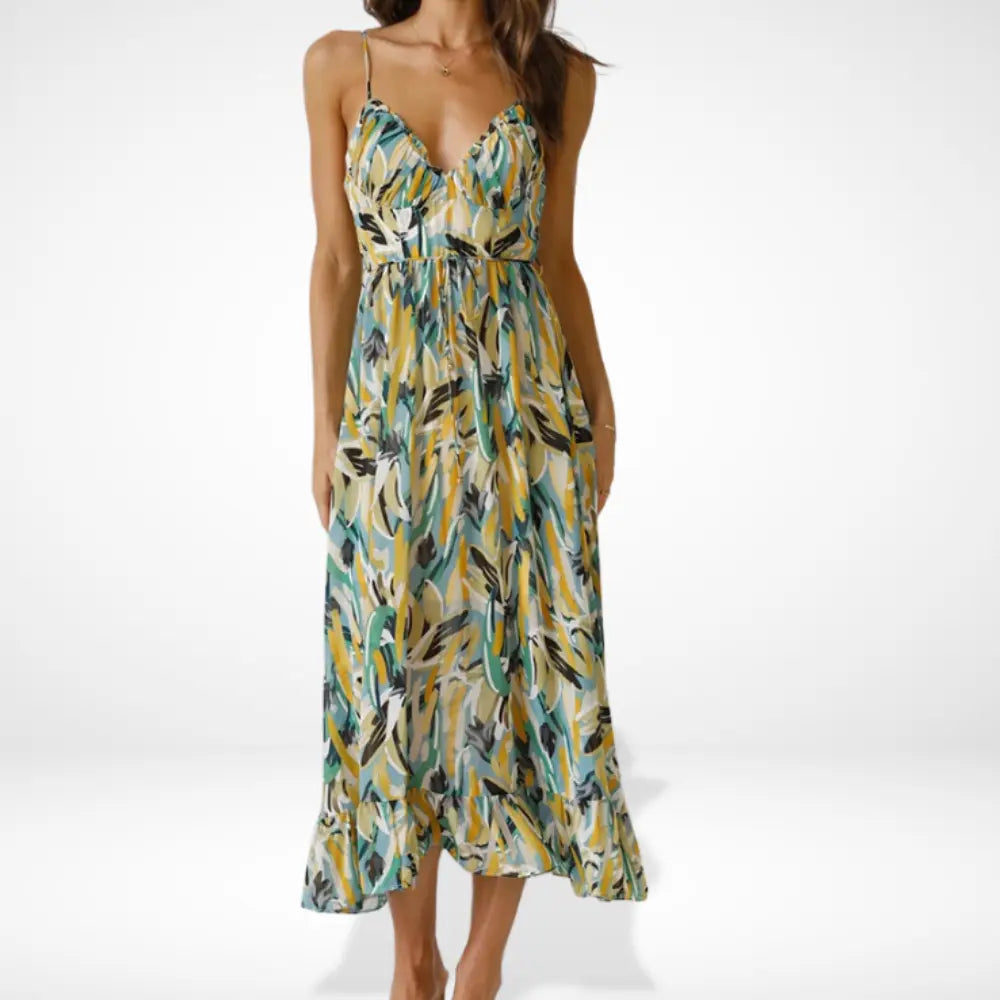 Yamy | Vestido midi estampado con tirantes