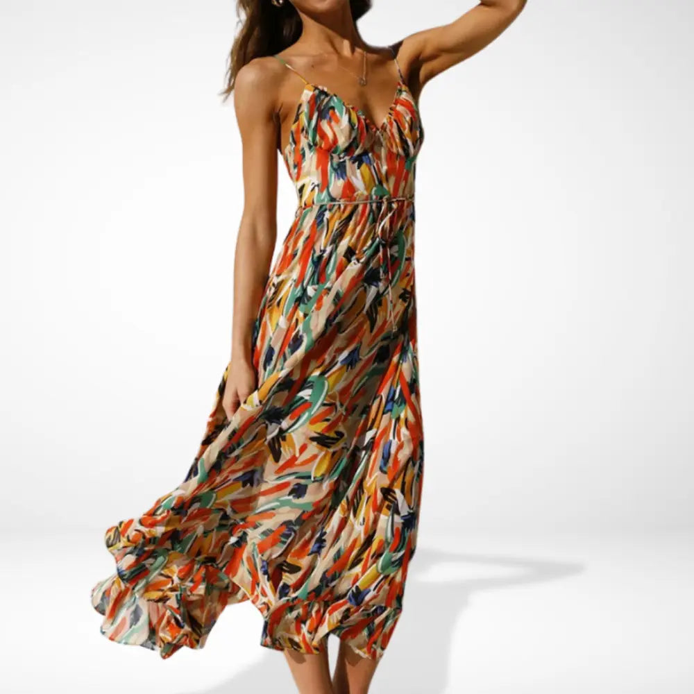 Yamy | Vestido midi estampado con tirantes