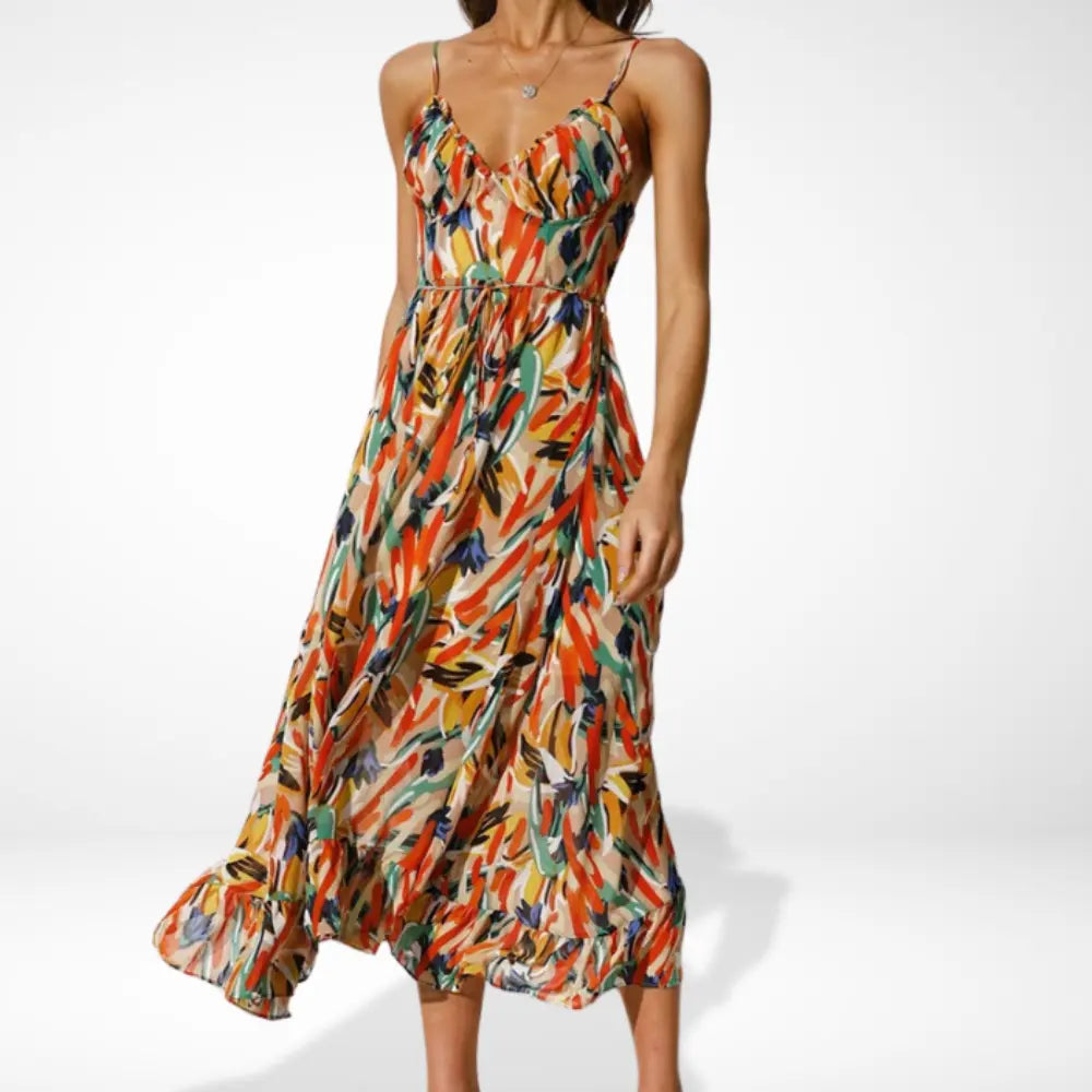 Yamy | Vestido midi estampado con tirantes