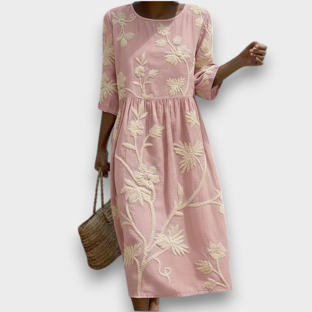 Zuri | Vestido midi con estampado de plantas y flores