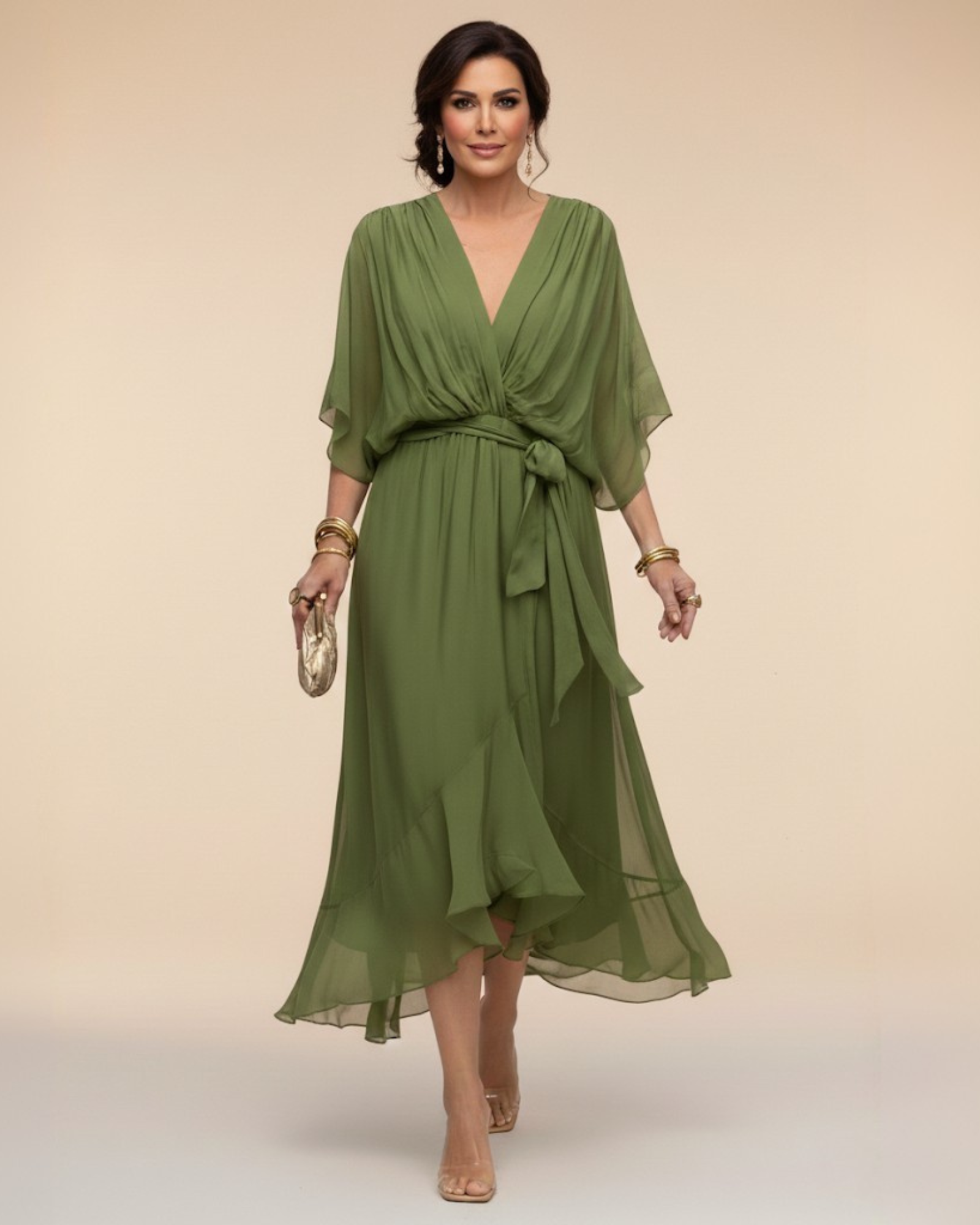 Julieta | Vestido de chifon escote en v