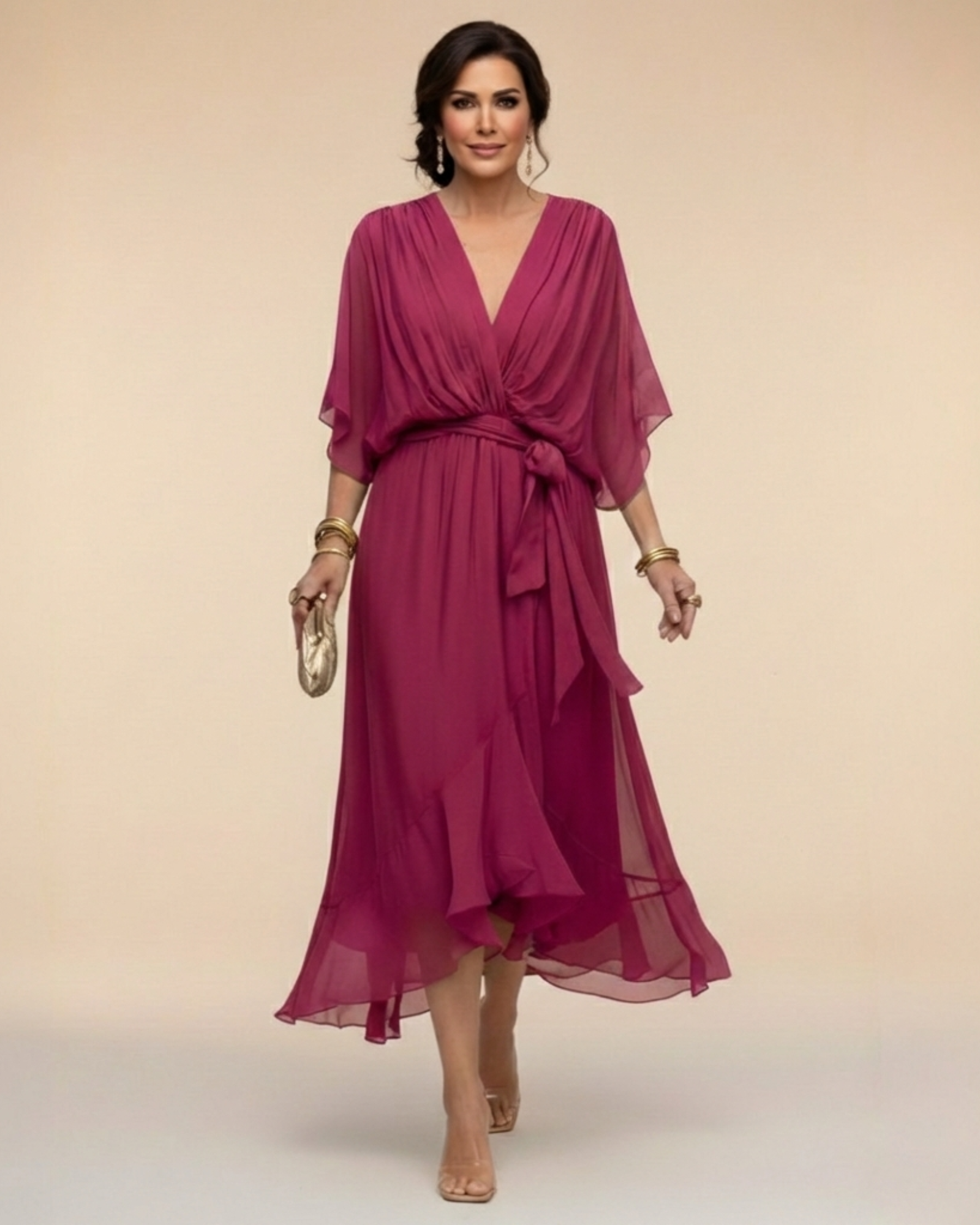 Julieta | Vestido de chifon escote en v