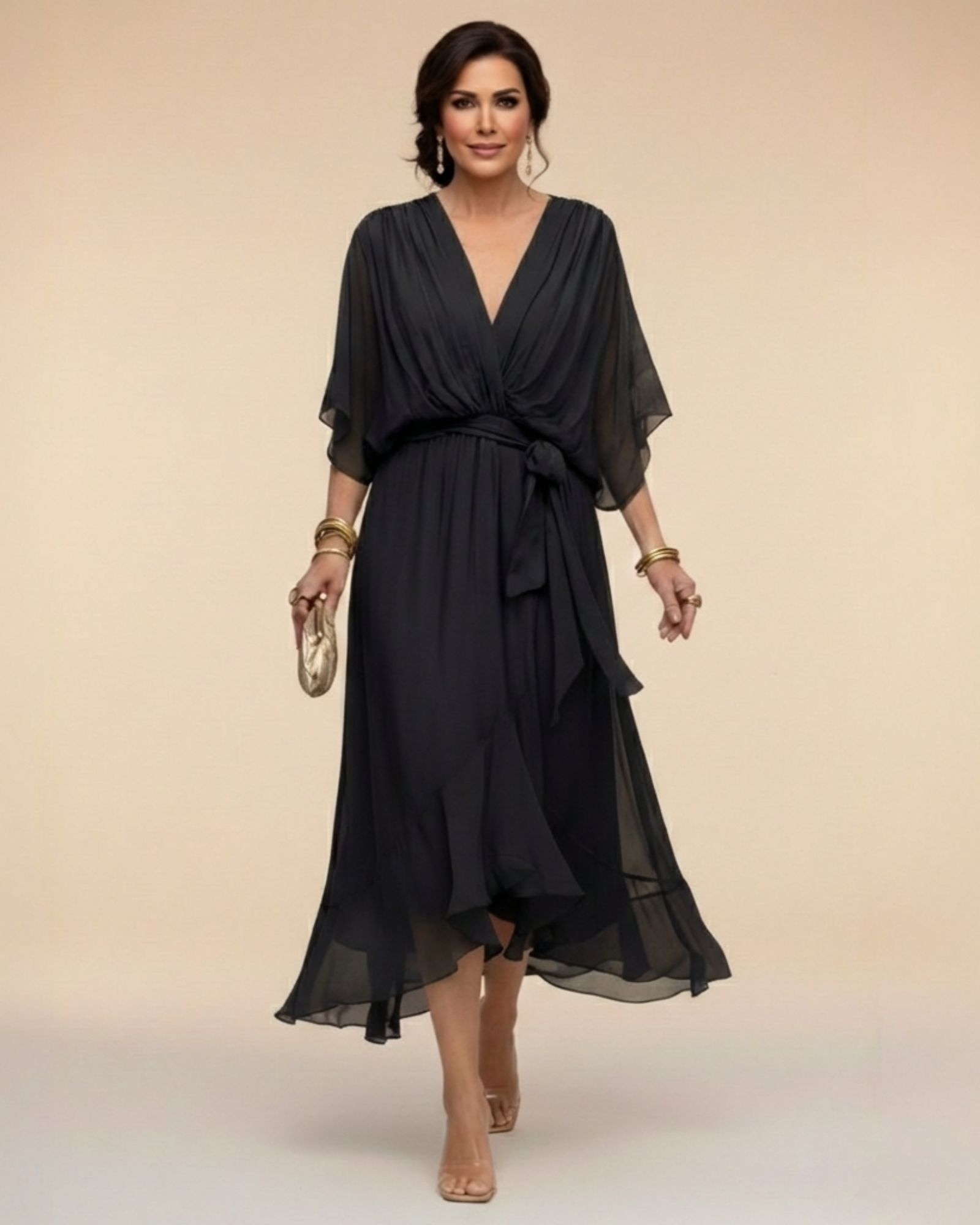 Julieta | Vestido de chifon escote en v