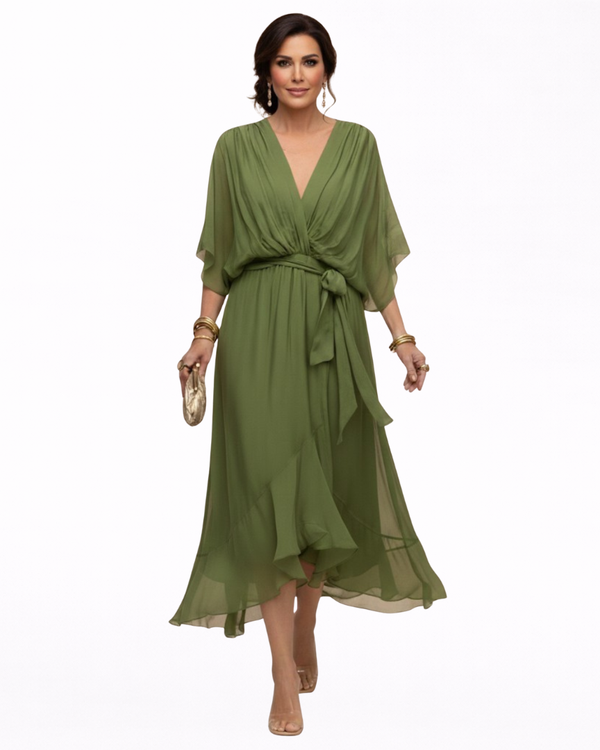 Julieta | Vestido de chifon escote en v