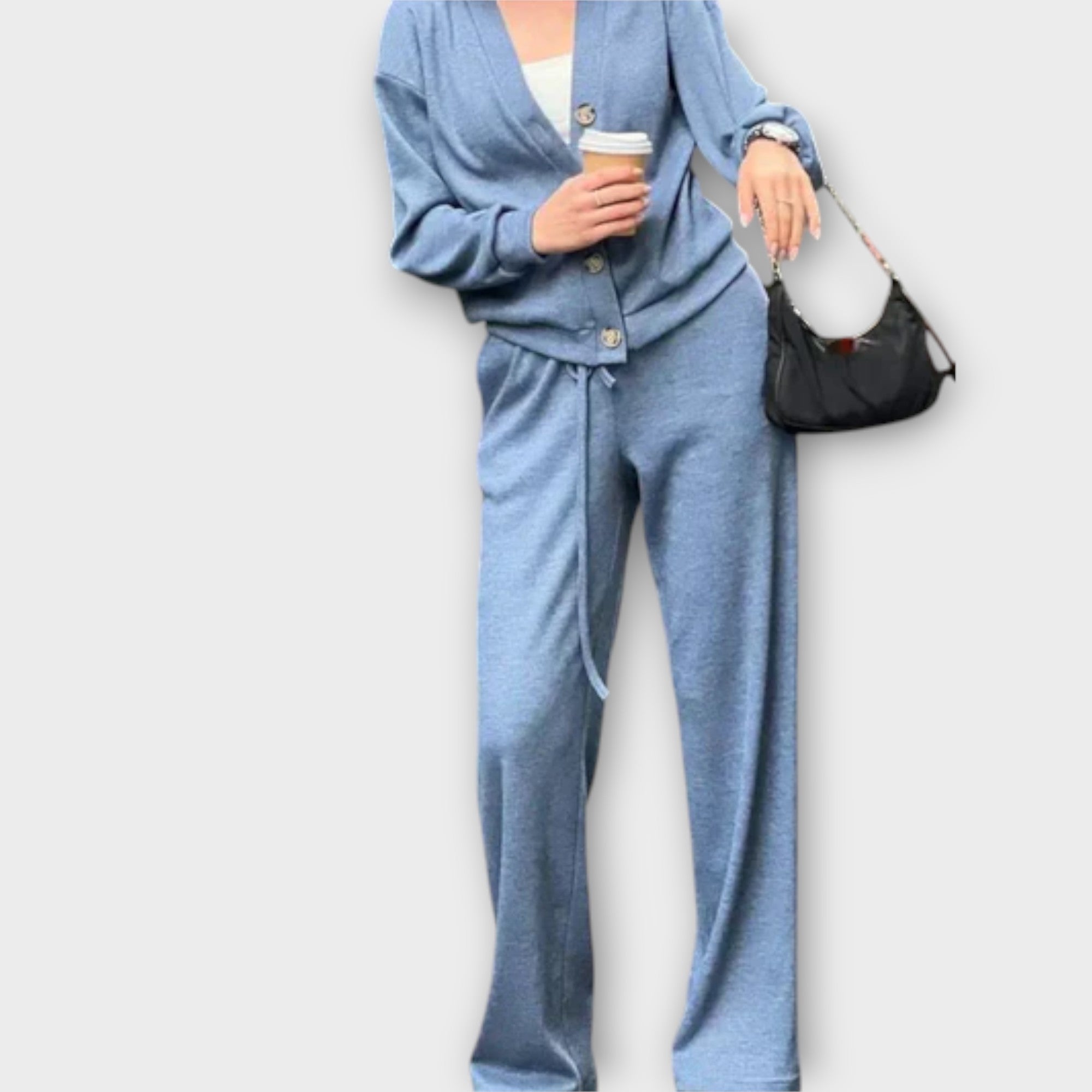 Hedviga - Conjunto de abrigo y pantalones de punto