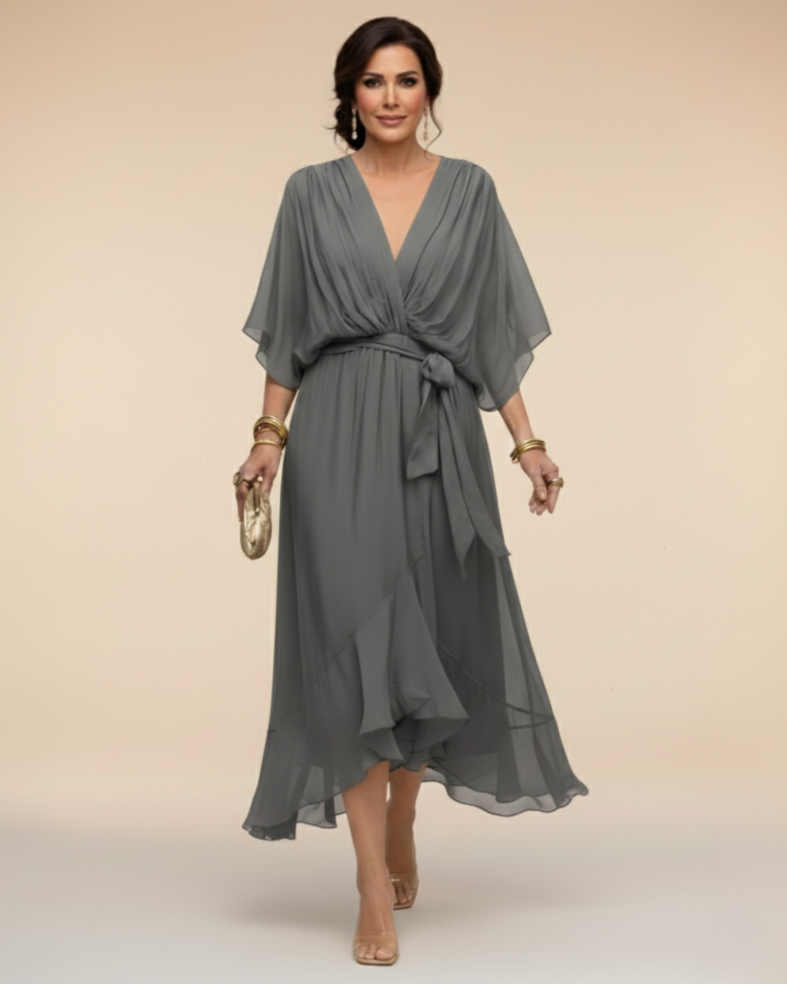 Julieta | Vestido de chifon escote en v