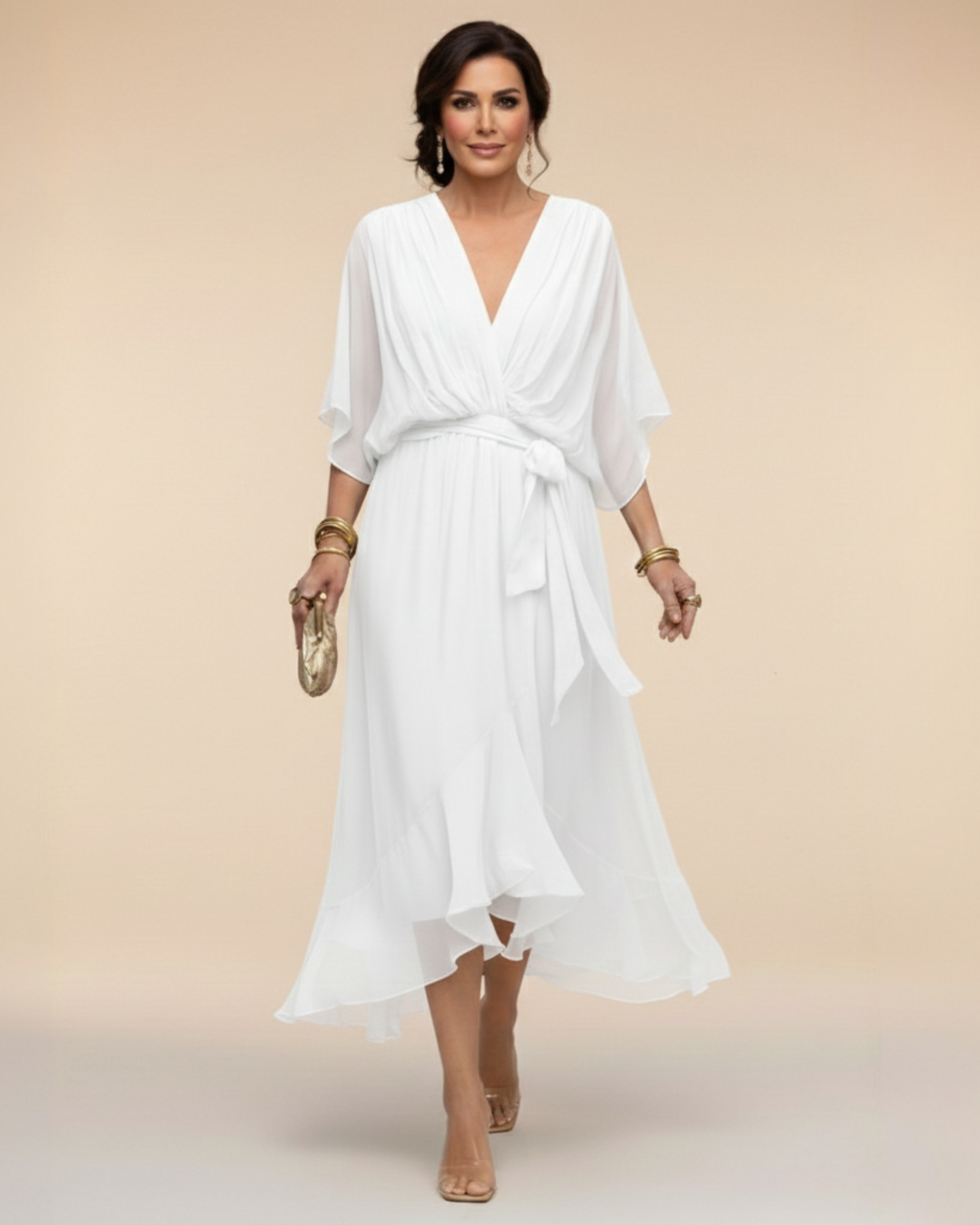 Julieta | Vestido de chifon escote en v