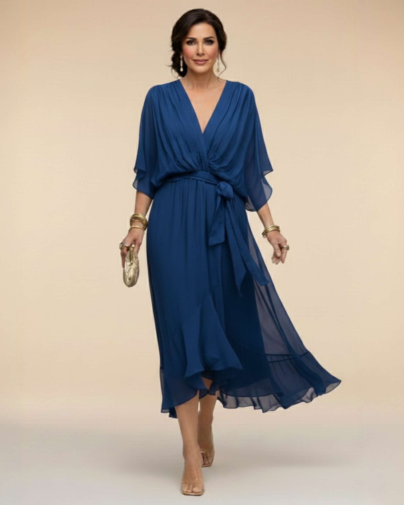 Julieta | Vestido de chifon escote en v