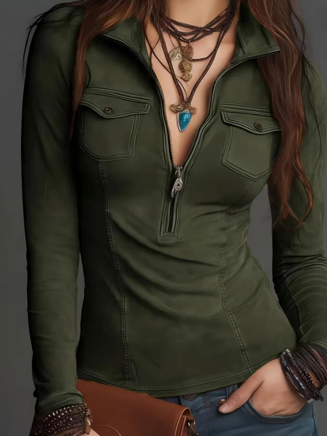 Adriana · Camisa de manga larga con cuello caído