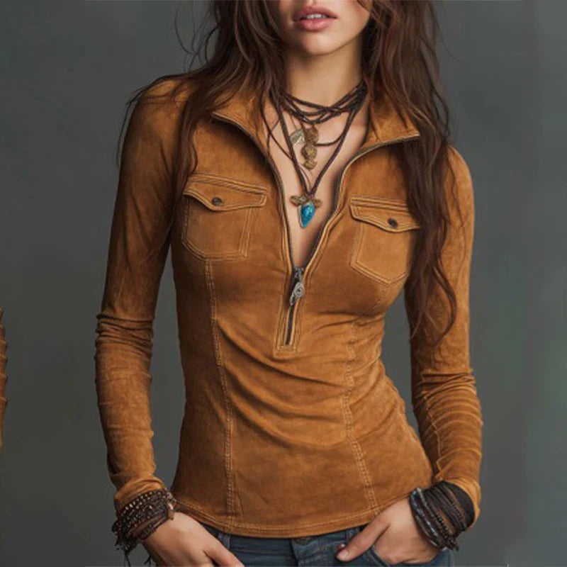 Adriana · Camisa de manga larga con cuello caído