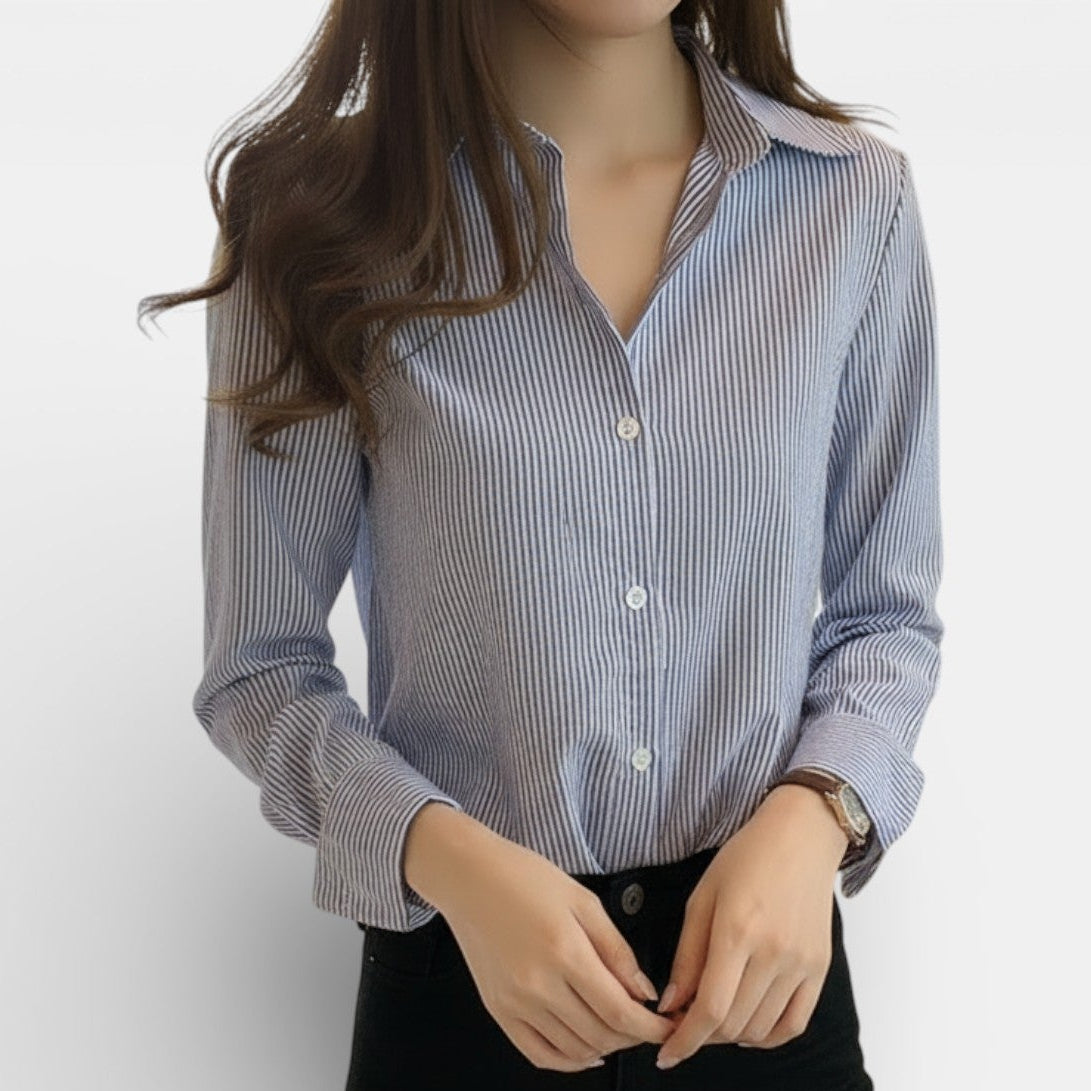 Camisa Casual de Rayas Estilo Coreano para Mujer
