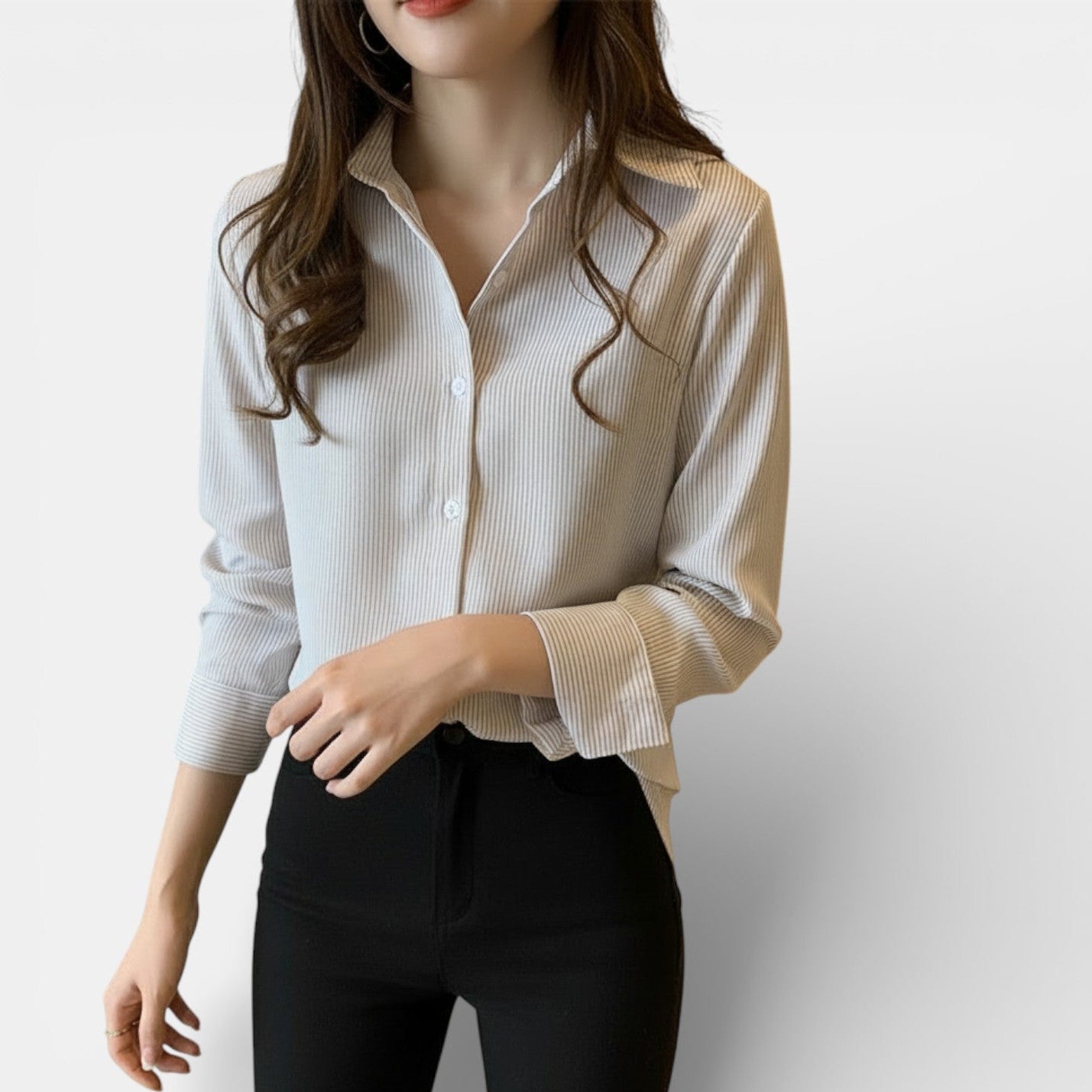 Camisa Casual de Rayas Estilo Coreano para Mujer