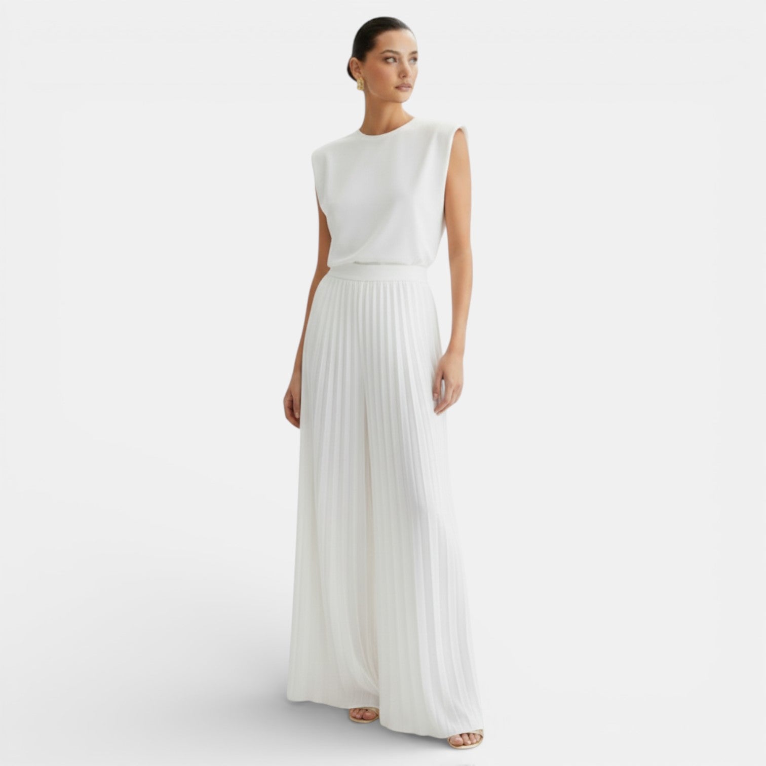 Conjunto Mujer sin Mangas con Pantalón Wide Leg