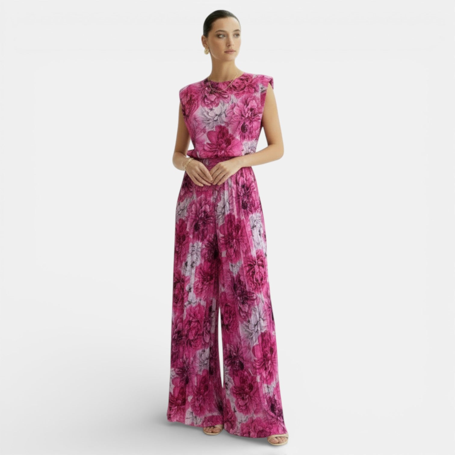 Conjunto Mujer sin Mangas con Pantalón Wide Leg