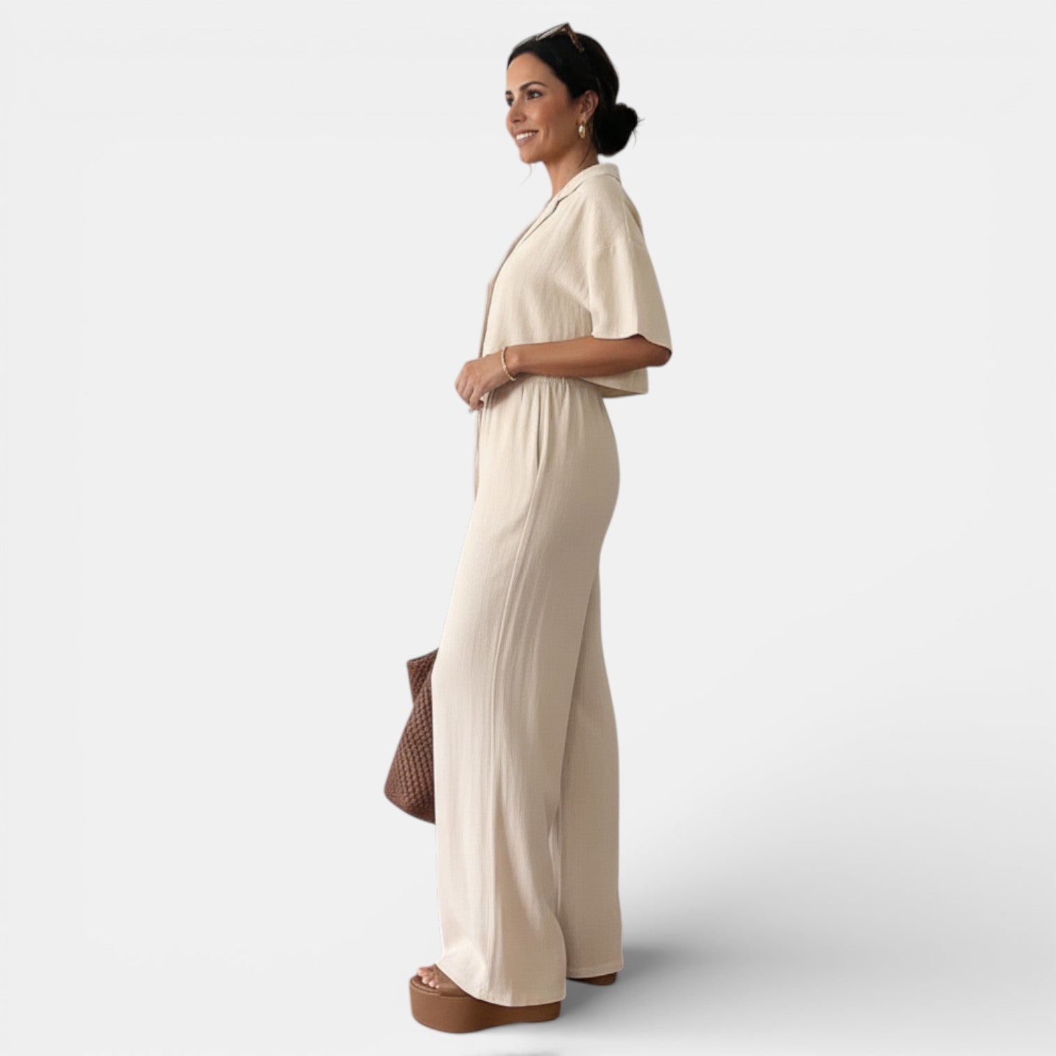 Pijama Mujer Algodón y Lino Dos Piezas