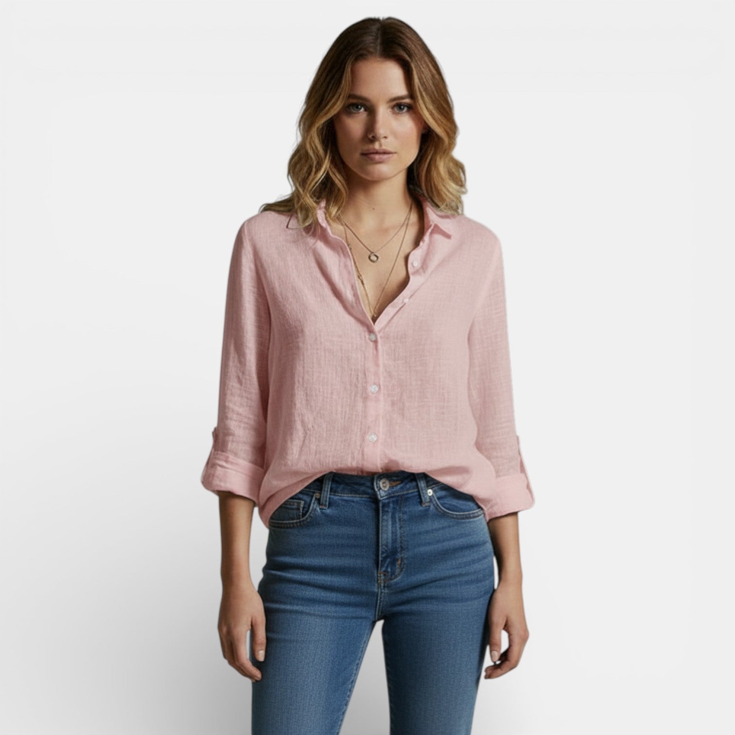 Blusa Mujer Primavera con Botones Elegante