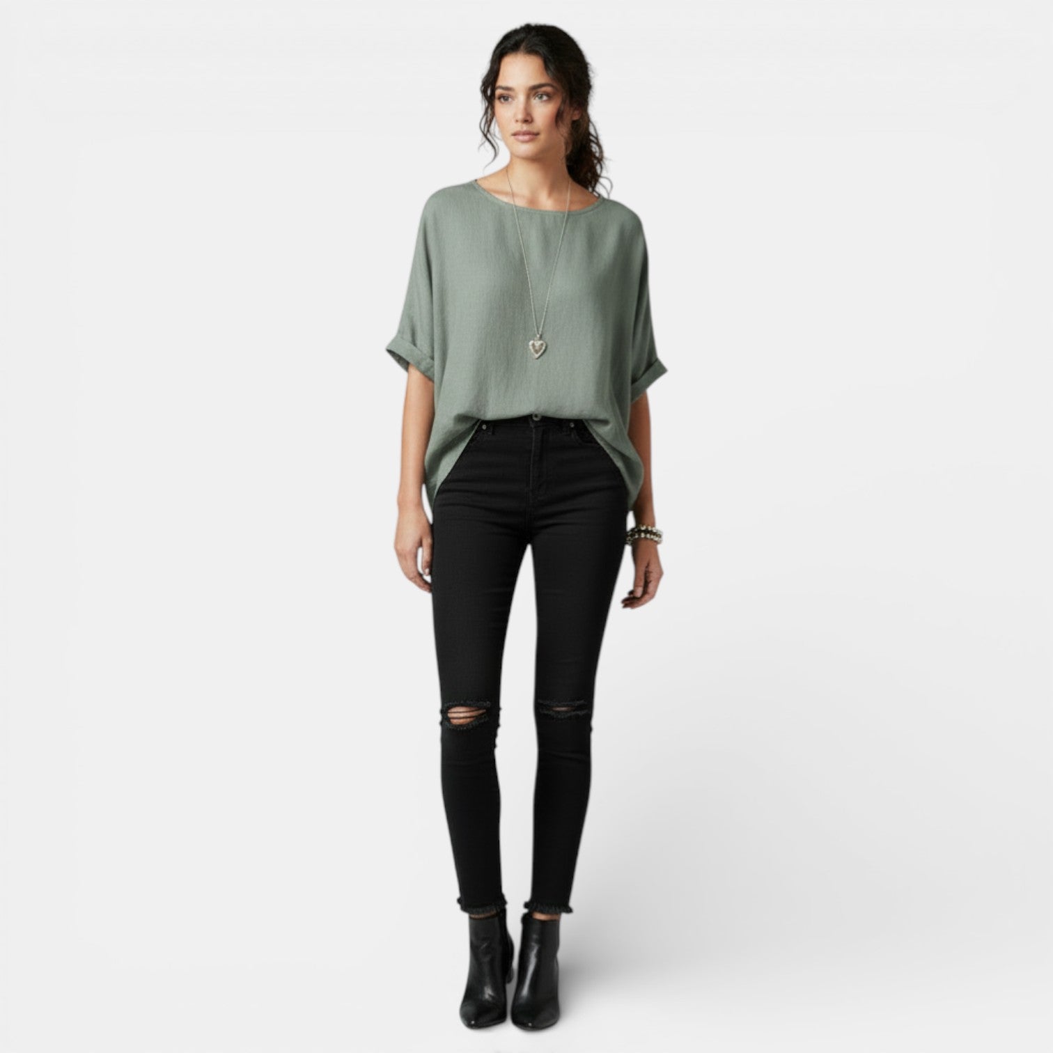 Camiseta Mujer Algodón y Lino Manga Larga Suelta Primavera