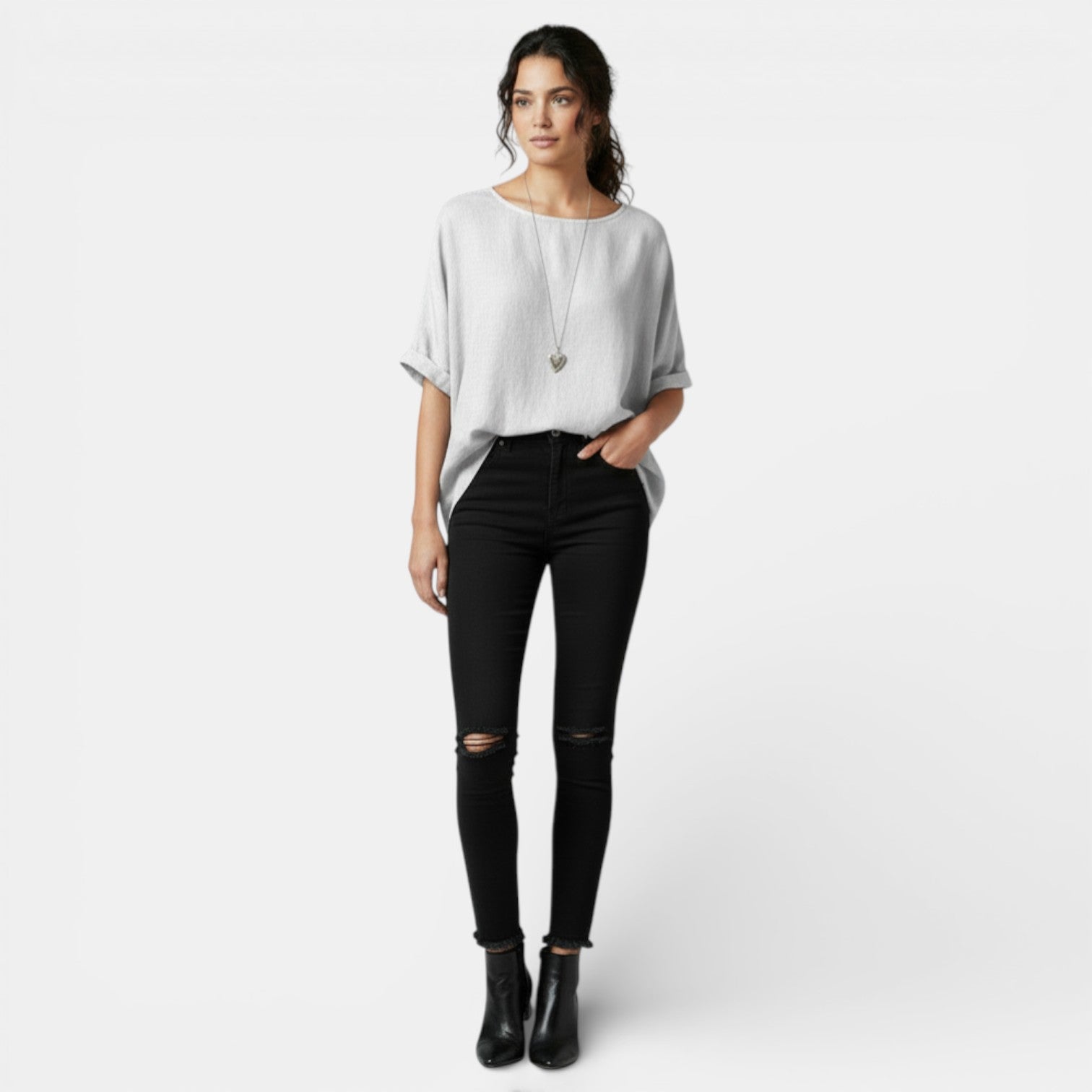 Camiseta Mujer Algodón y Lino Manga Larga Suelta Primavera