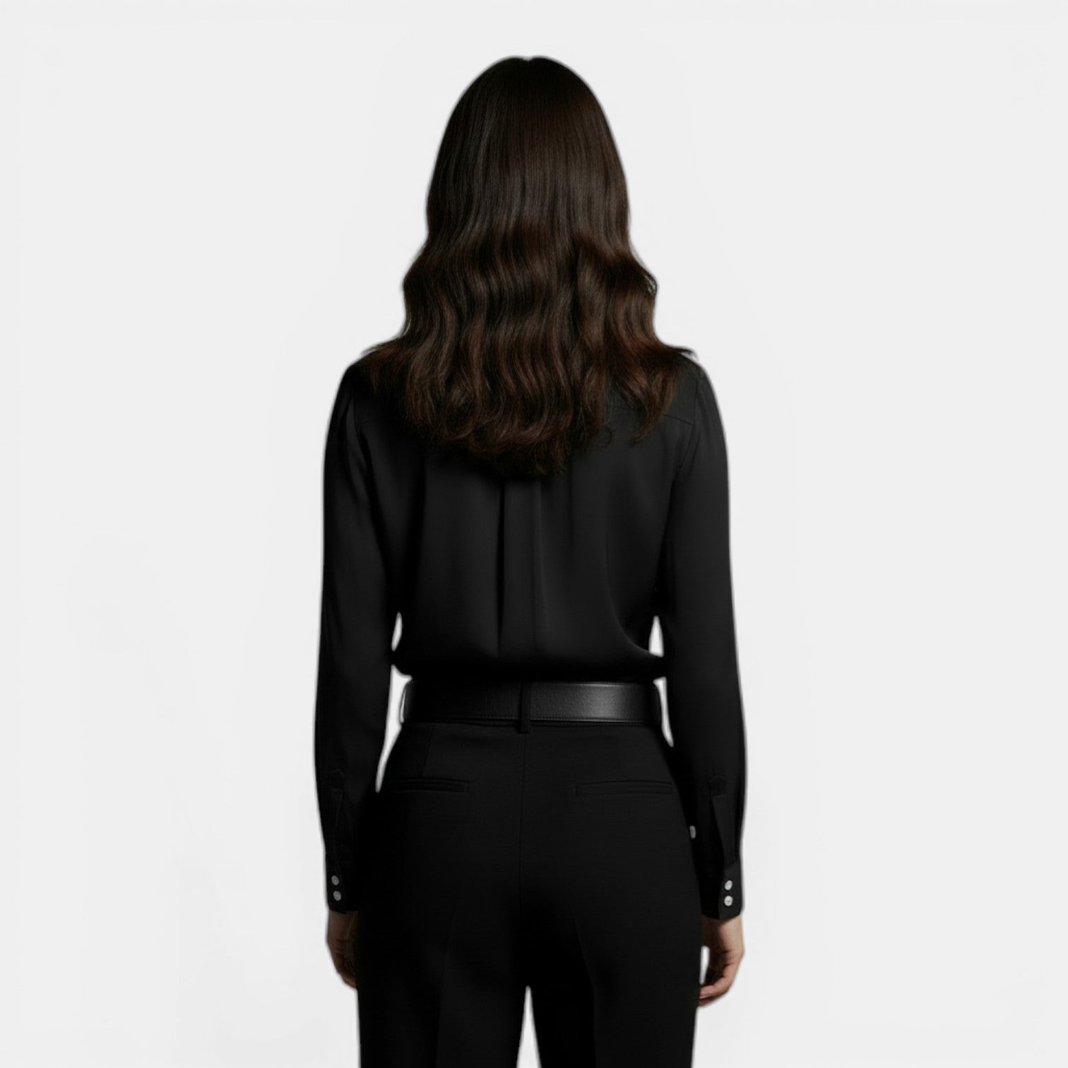 Camisa Mujer Holgada con Solapa y Botones Manga Larga