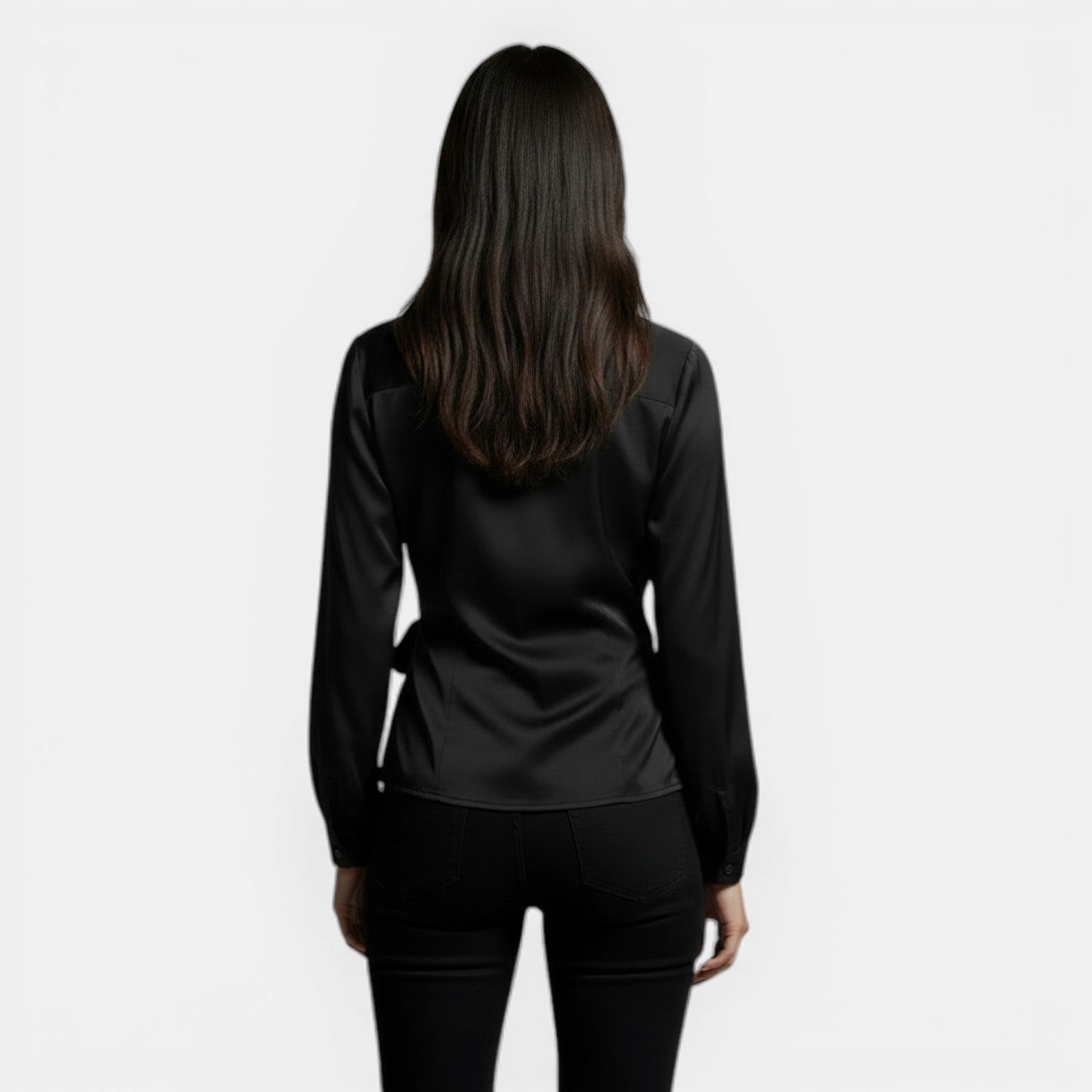 Blusa Satén Mujer Manga Larga Premium