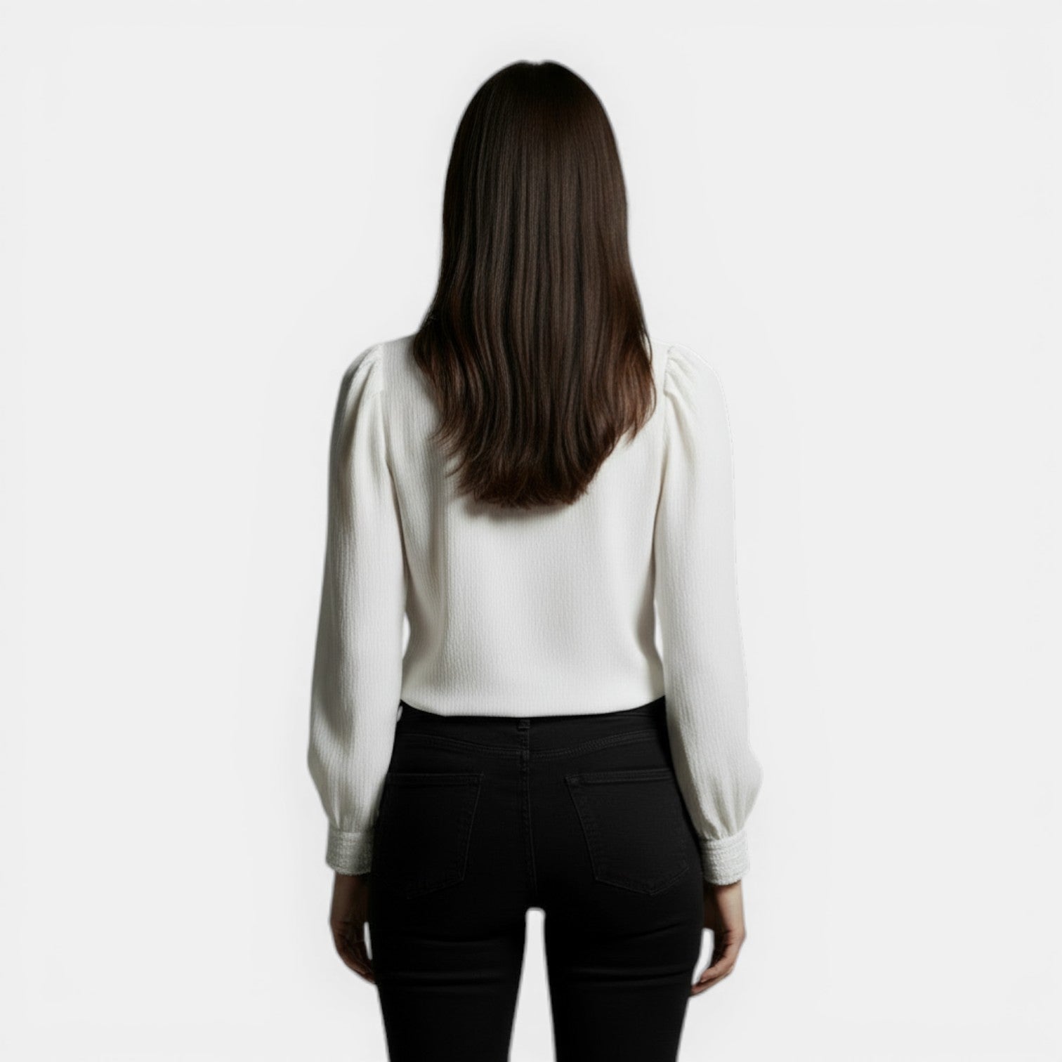 Blusa Mujer Encaje Manga Larga Escote en V