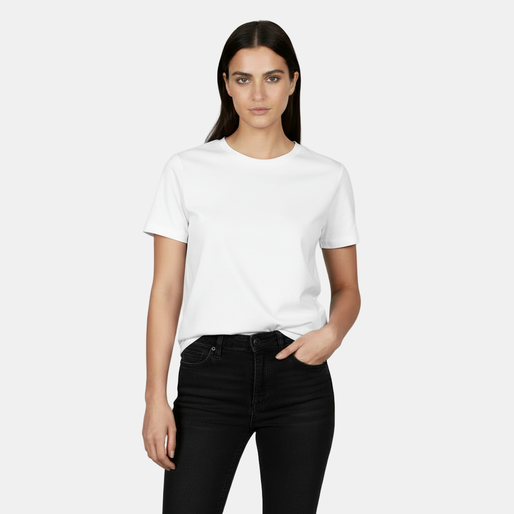 Camiseta Algodón Mujer Básica - Corte Holgado y Manga Corta