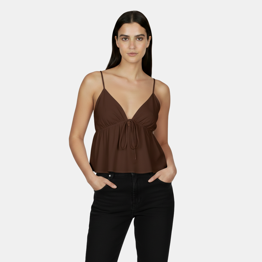 Top corto sin mangas para mujer con escote en V abierto